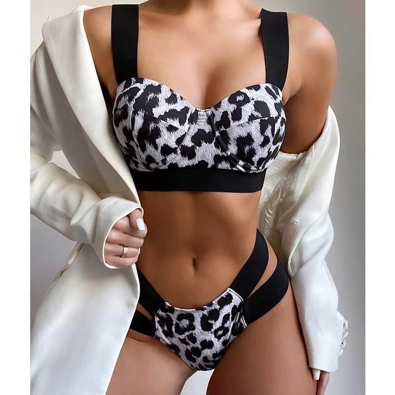 

FFG76669 Printed Bathing Suits Cheetah Print Swimsuit Bikinis Bulk Traje De Bano Mujer Push Up Swimwear Two Piece Woman In 2021, Accept customization