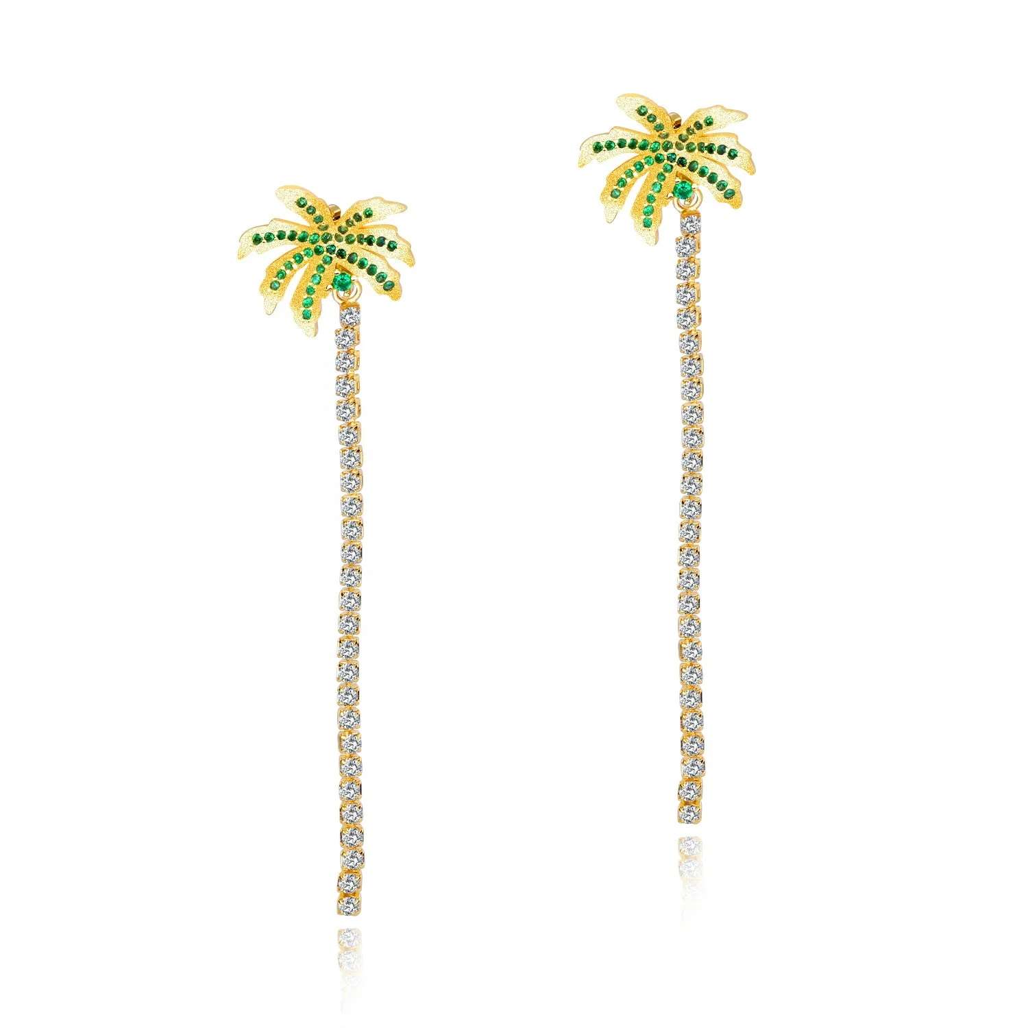 

BOHEMIA Tropical Jewelry Fashion Pendant Jewellery Plated 18K Gold Coconut Tree Earring, White, black, gold