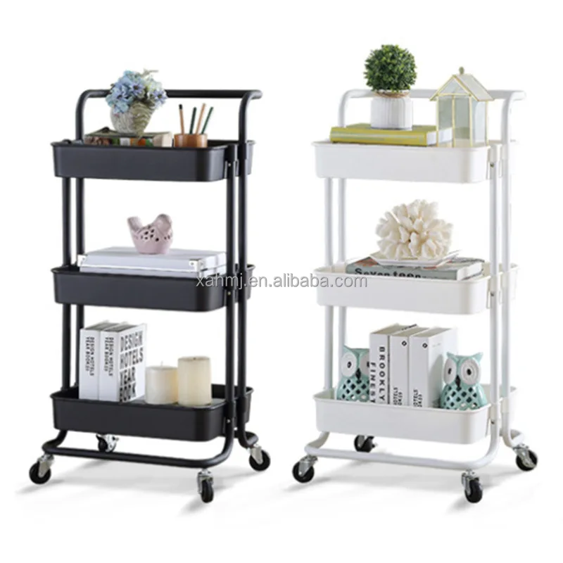 

3 Tier Rolling Utility Kitchen Rack Home Trolley Kitchen Shelf Storage Organizer Craft Cart