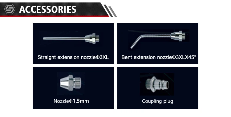 Pneumatic air blow gun nozzles for high pressure
