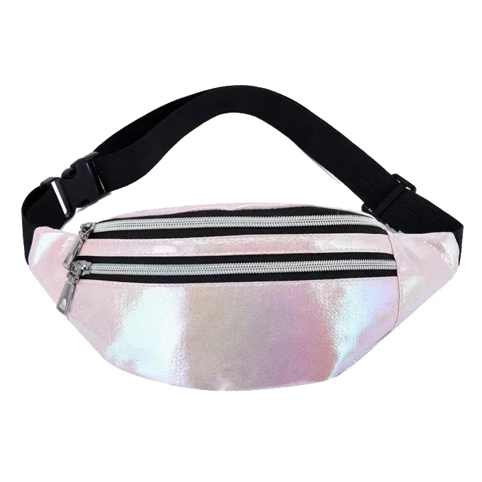 

waterproof fanny packs for women girls holographic rave cute waist bag shiny waist bum bag, Blue,green,purple,pink,white