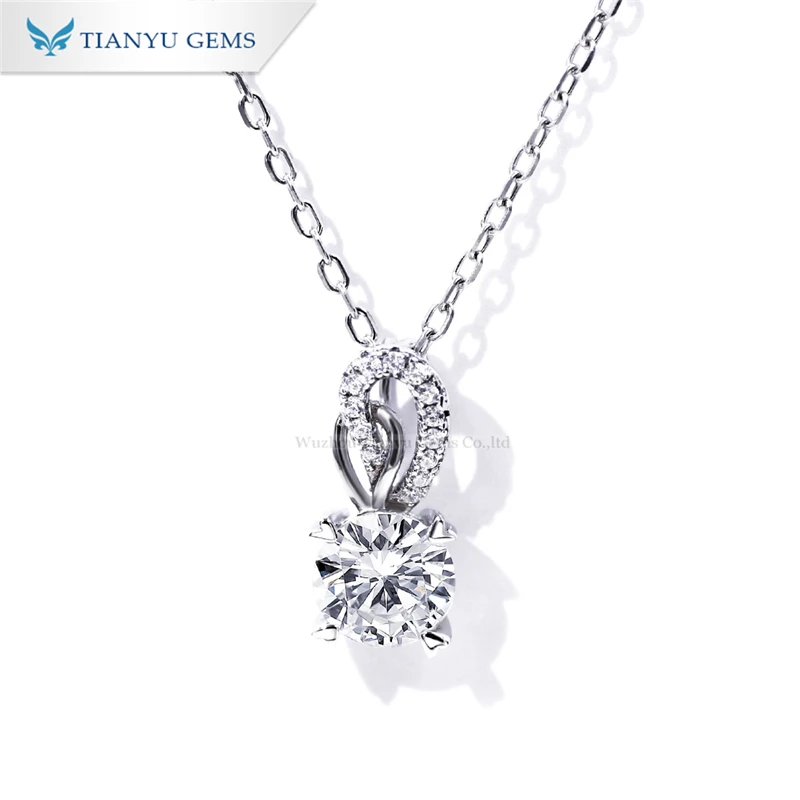 

Tianyu Gems Solitaire Jewelry 18K Gold Plated White 1ct Moissanite Silver Pendant Necklace