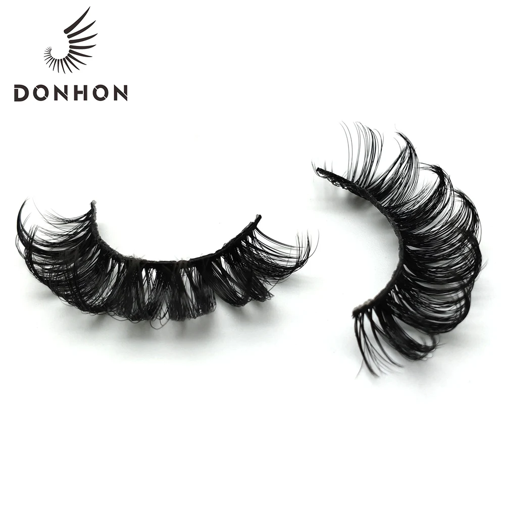 

d Curl Russia Volume Strip Lashes 18-25mm Deep Curl Strip Lashes Custom Lashbox Wink Winged Lashes Extensions, Black