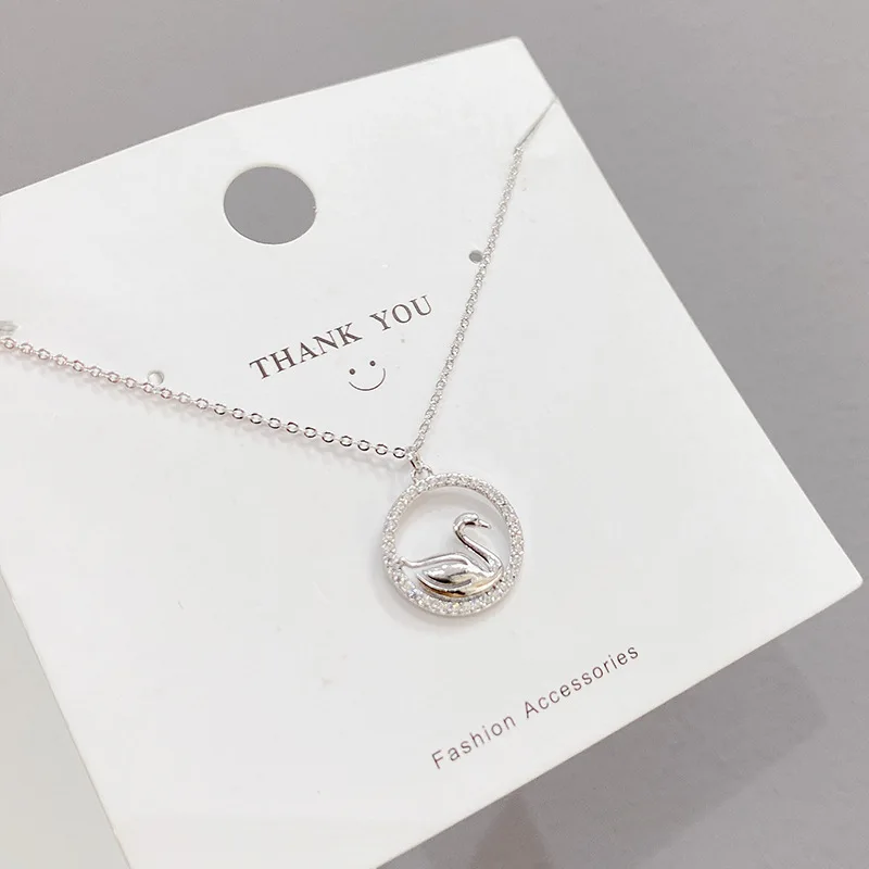 

Wholesale Trendy Cute Elegant Alloy Swan Zircon Circle Pendant Necklaces for Women Fashion Accessories Jewelry