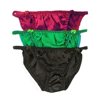 

Women's Silk Bikini Large Size Embroidered Breathable Elastic Sexy Satin Panties
