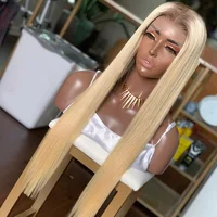 

Cheap human hair lace wig #613 silky straight hair full lace remy hair Pre Plucked 360 lace frontal wigs