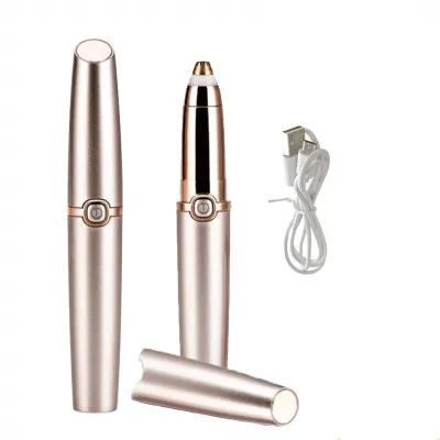 

Makeup Electric Trimmer Painless Mini Shaver Portable Facial Eyebrow Razor, Gold/white