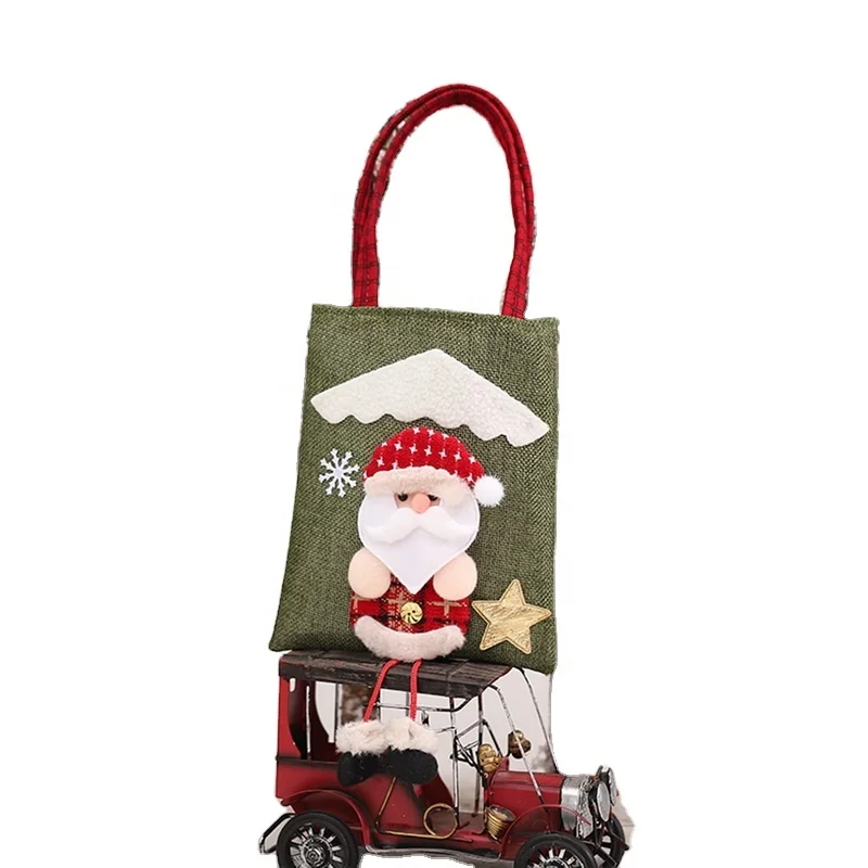 

Christmas bags Decoration Linen Cloud Dimensional Doll Santa Claus Elk Tote Bag Gift Christmas handbags, Picture color