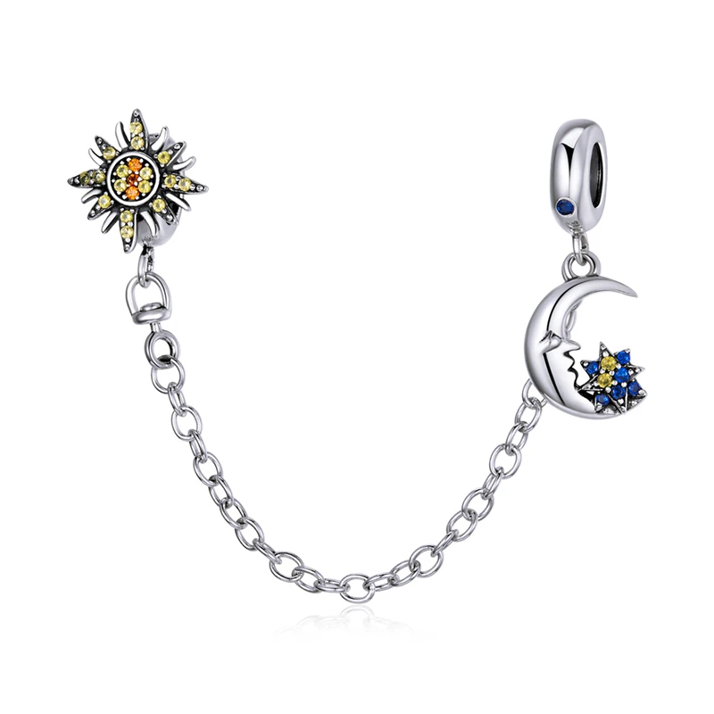 

SCC1763 Hot sale sun and moon silver 925 safety chain charm jewelry