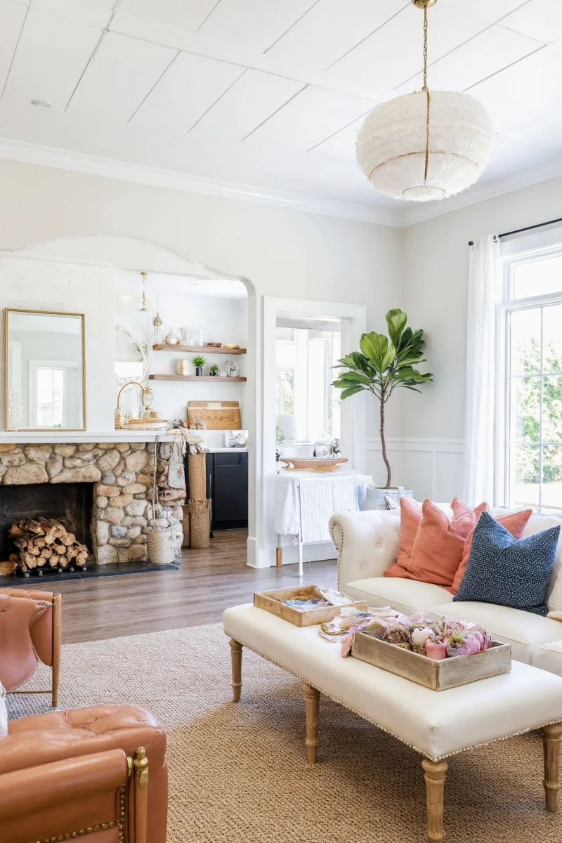 Farmhouse Interior with Neutral Base and Accent Colors