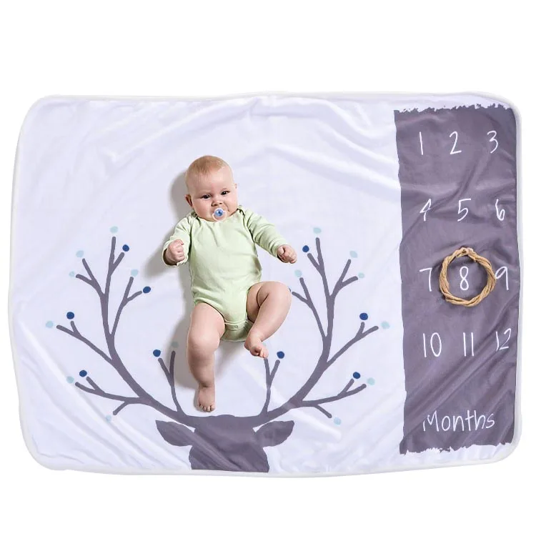 

Wholesale Breathable Super Soft Fabric Print Flannel Fleece Milestone Blankets for Baby, Various color for your choice
