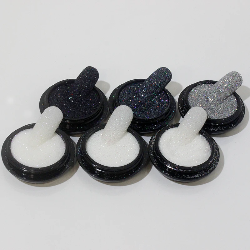 

Shenzhen Factory Supplier Black and White Spark Nail Glitter DIY Nail Art at home Nail Glitter Pigment, 6 colors