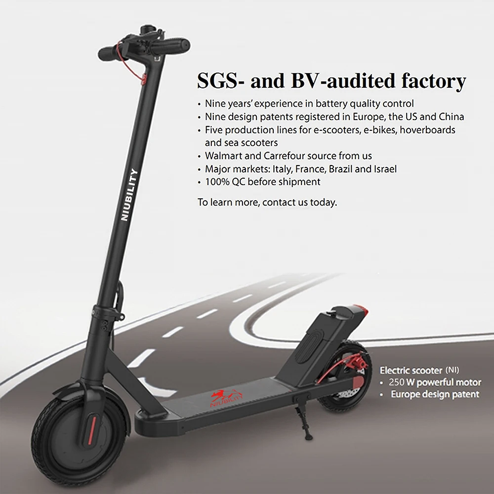 

Original NIUBILITY N1 Electric Scooter 36V 7.8Ah Lithium Battery 25Km Range Folding Europe Warehouse 250W 8.5 inch Tire Scooter, Black