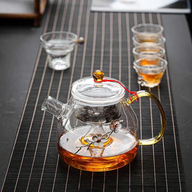 

Glass Teaware 1300 ml Teapot Set With Cup Stylish Eco-friendly Glass Teapot For Loose Tea Leaf, Transparent color