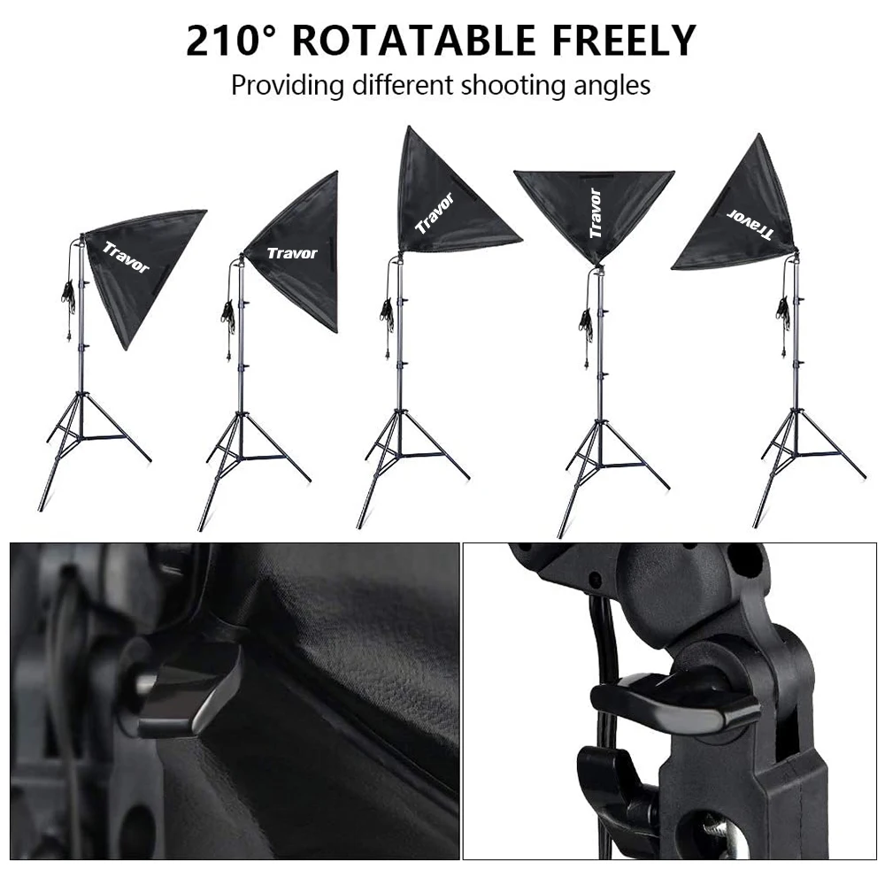 
Travor photo lighting studio backdrop stand kit photography softbox lighting kits 45w 5500k umbrella soft box with 2m Tripod 