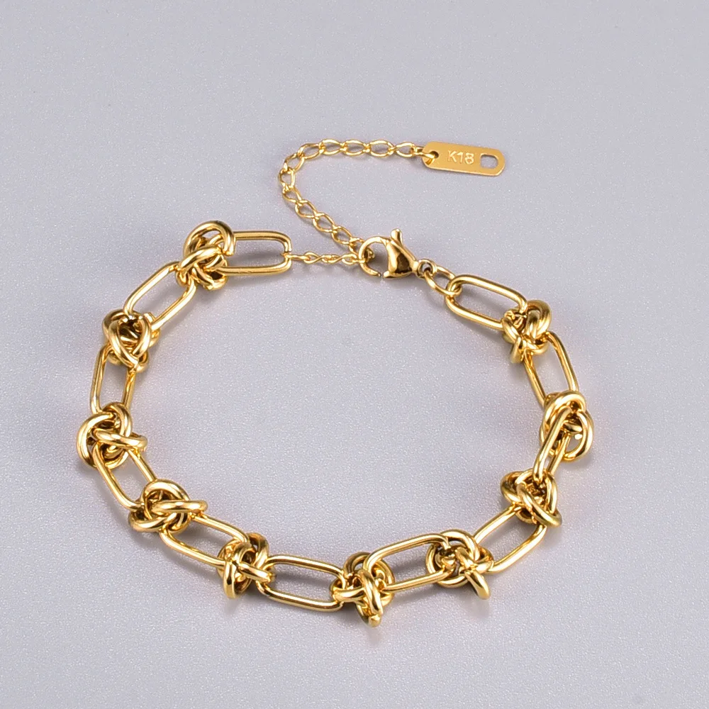 

Chic new style gold plated adjustable stainless steel chunky chain bracelet