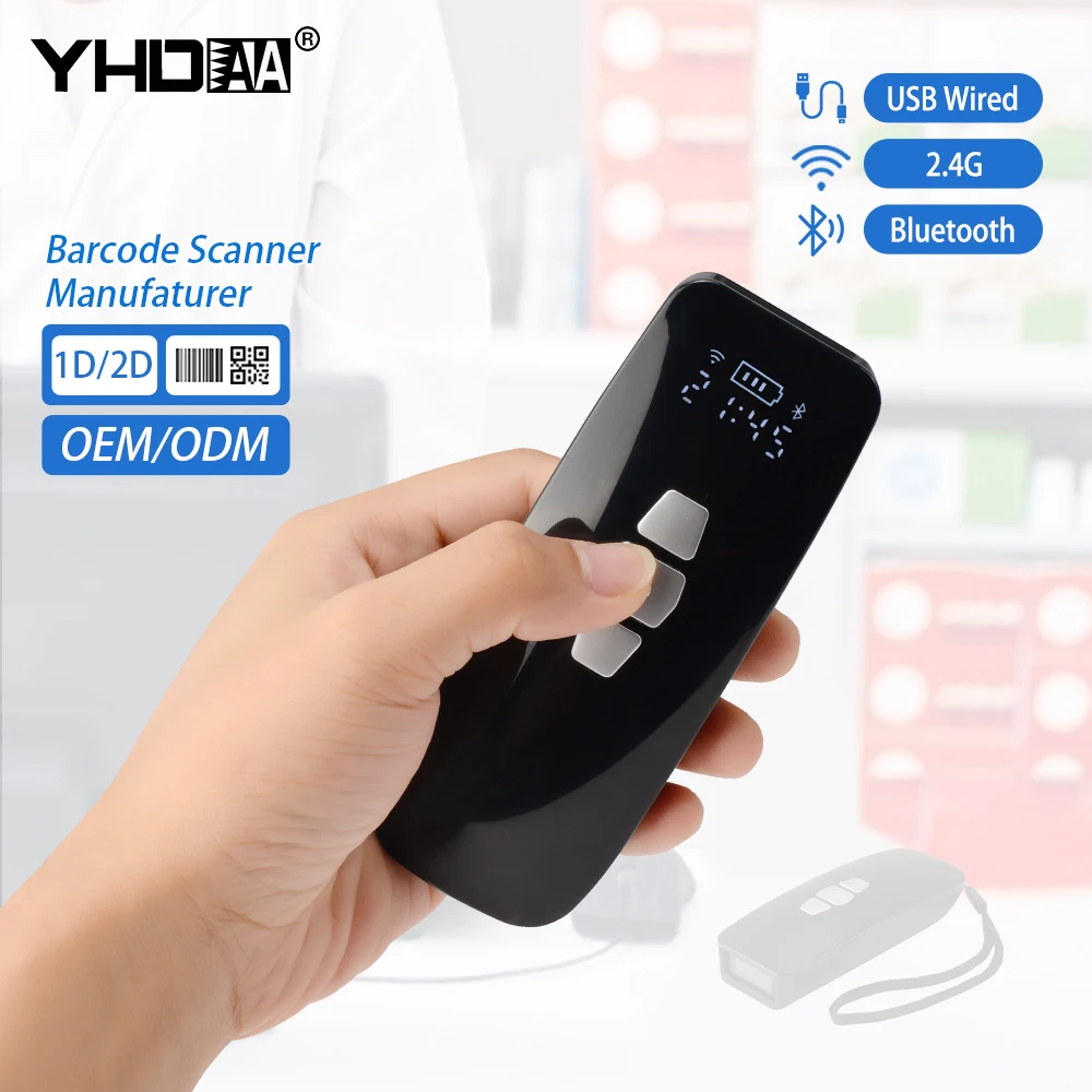 

Mini Size QR Code Scanner Portable BT Barcode Reader 1D QR 2D Wireless