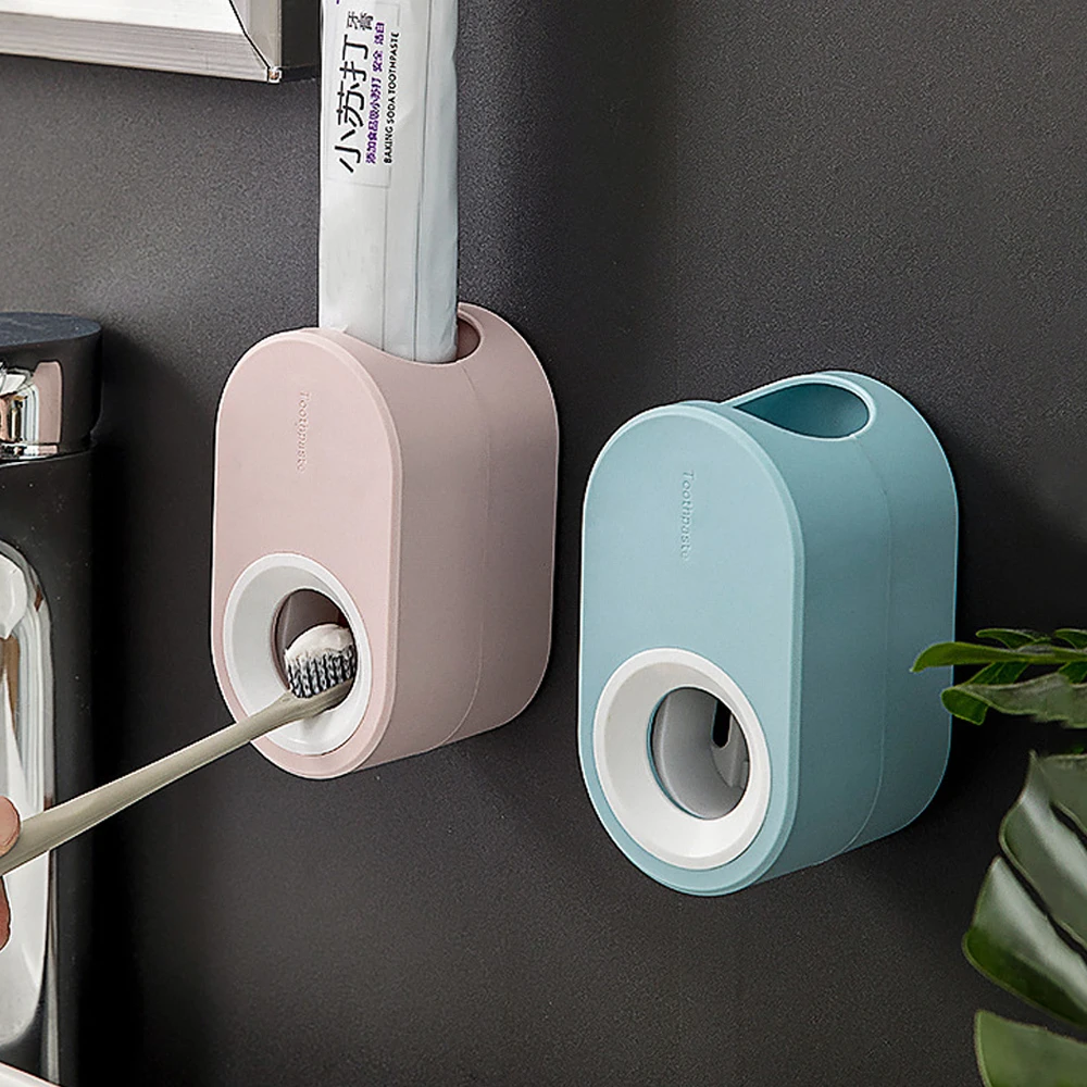 

Wall Hanger Mount Automatic Toothpaste Dispenser Dust-Proof Non-Toxic Toothpaste Squeezer Quick Take Straw Rack, Sky blue, cherry blossom pink, sea blue, rice white