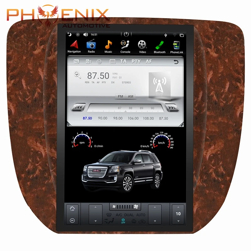 

PX6 12.1"Car Android For Chevrolet Silverado Tahoe Gmc Yukon 2007-2014 Head Unit Multimedia Radio Gps Navigation Tesla Style, Mahogany