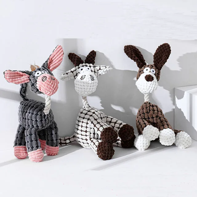 

Ready Stock Hotsale High Quality Plush Cow Dog Donkey Pet Toy For Dogs