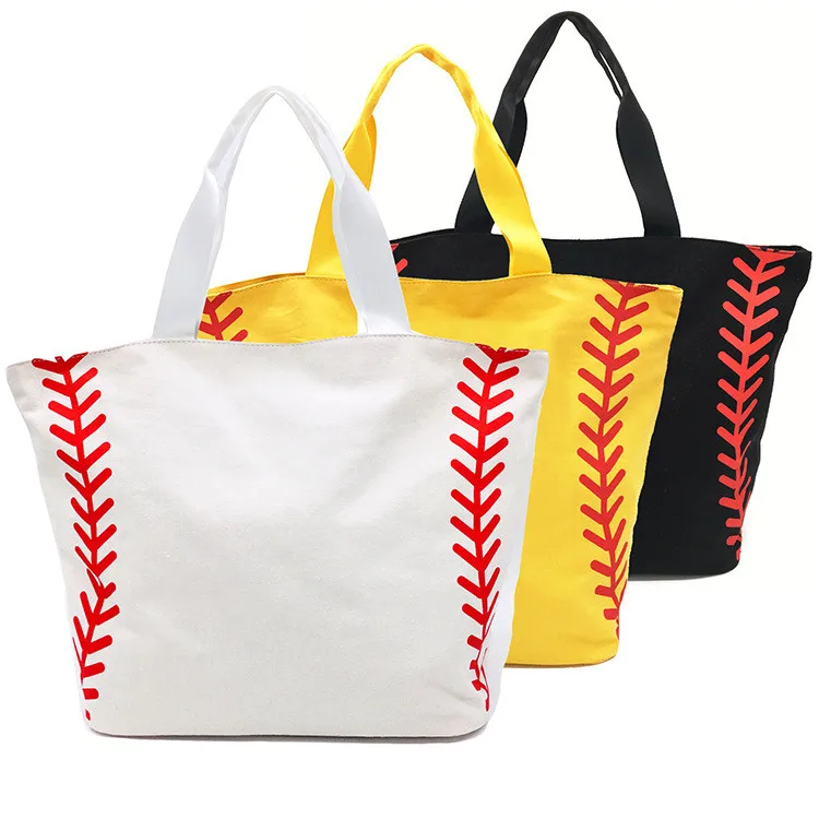 

H224 Multi Colour Magnet Closure Sport Handbags Girls Tote Bags Large Capacity Sport Canvas Bag Baseball Handbag