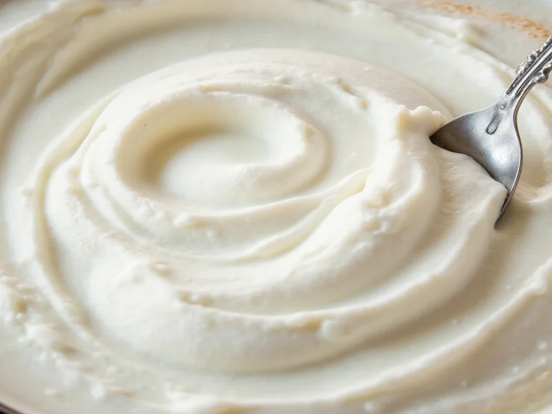 Testing homemade miracle whip texture with spoon