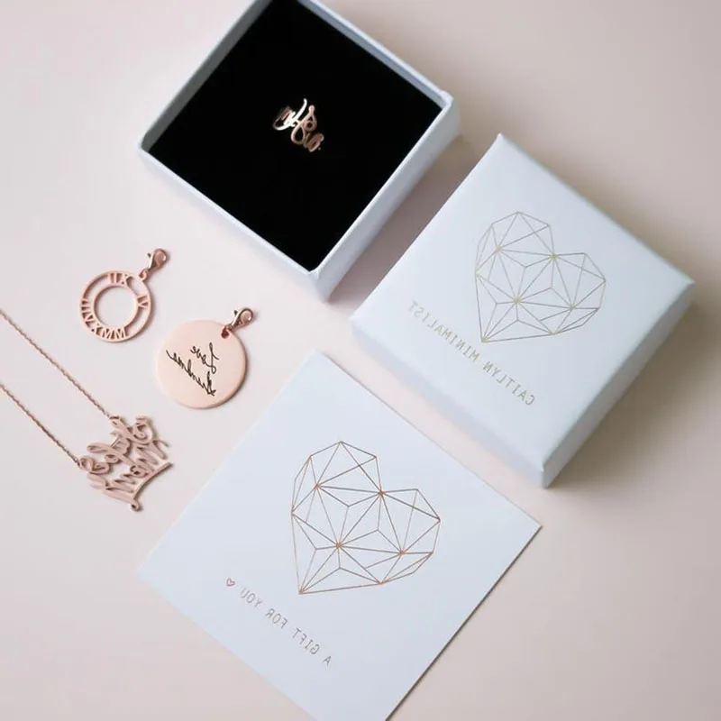 
BK03B Necklace Jewellery Box Custom Luxury Paper Ring Packaging Gift Jewelry Box With Logo Printed 