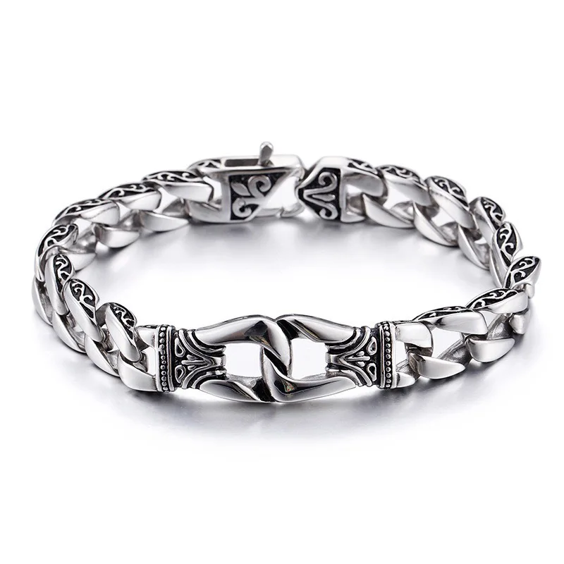 

Amazon hot Vintage Viking Men's Stainless Steel Cuban Chain Link Bracelet