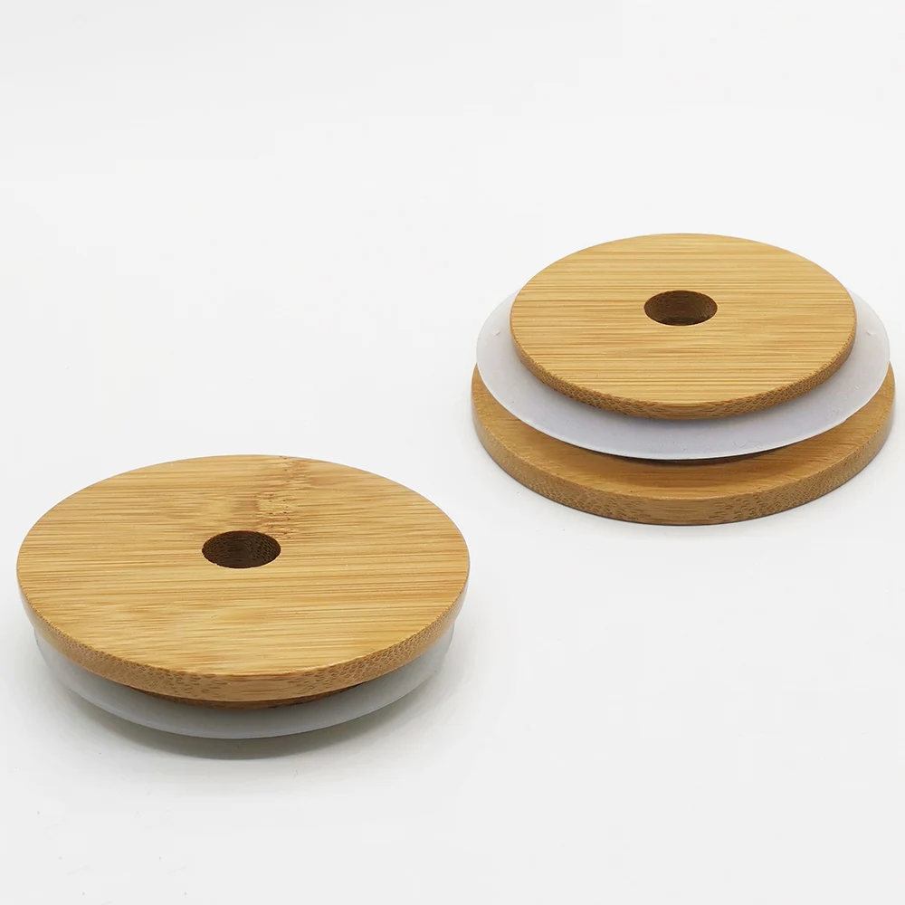

WanuoCraft Laser Cutting Custom Logo 100% Natural Round Shape Bamboo Lid Coffee Cup Mug Cover