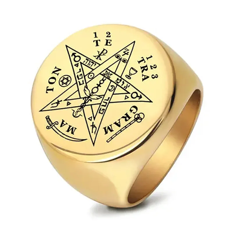 

INS Smooth 18k Geometric Round Chunky Ring Trendy Titanium Stamp Signet Ring Men Women