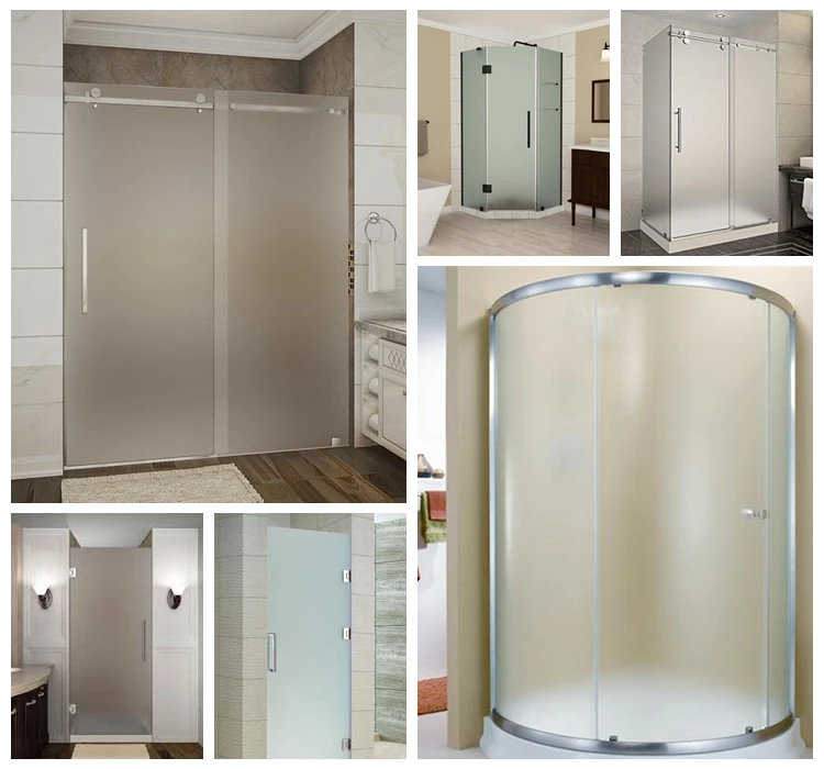 Toughened Frosted Glass Shower Cabin Custom Cut Acid Etched Tempered