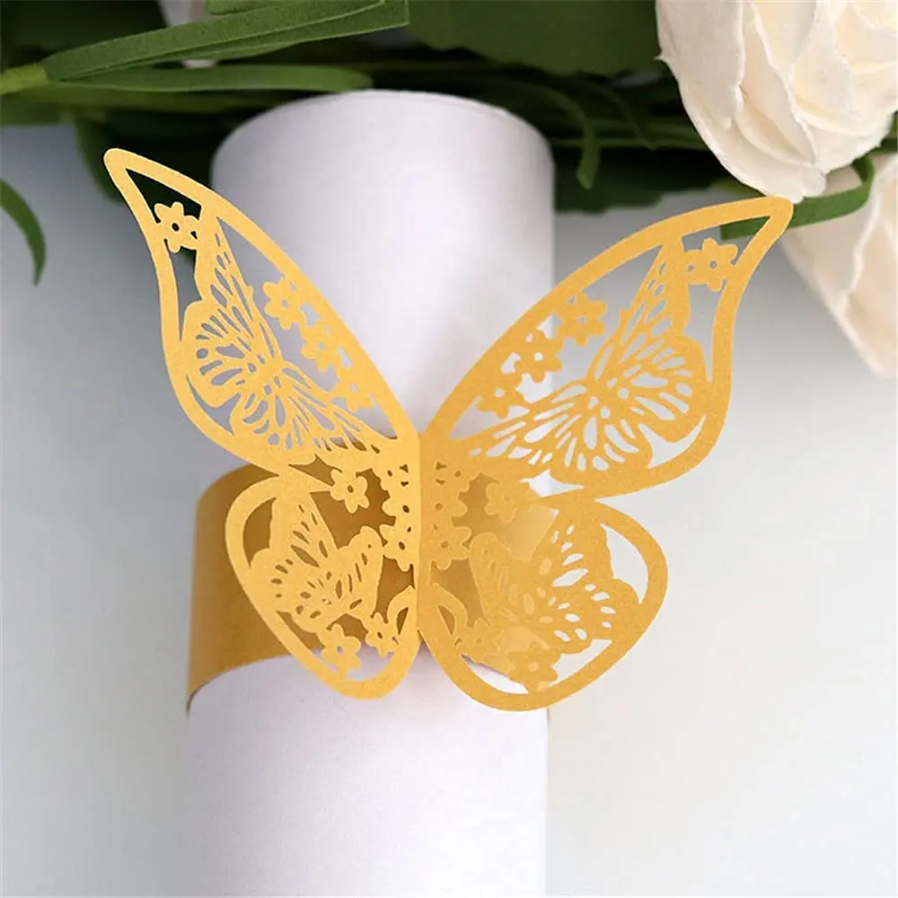 

Tabletex Napkin Rings, 3D New Butterfly Paper Napkin Rings Weddings Party Serviette Table Decoration Restaurant, Natural