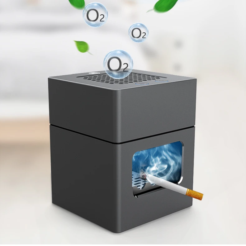 

Portable Desktop Electronic Ashtray Cigarette Smoke Lighter Air Purifier Electric Smokeless Filter Ashtray Square Aluminum