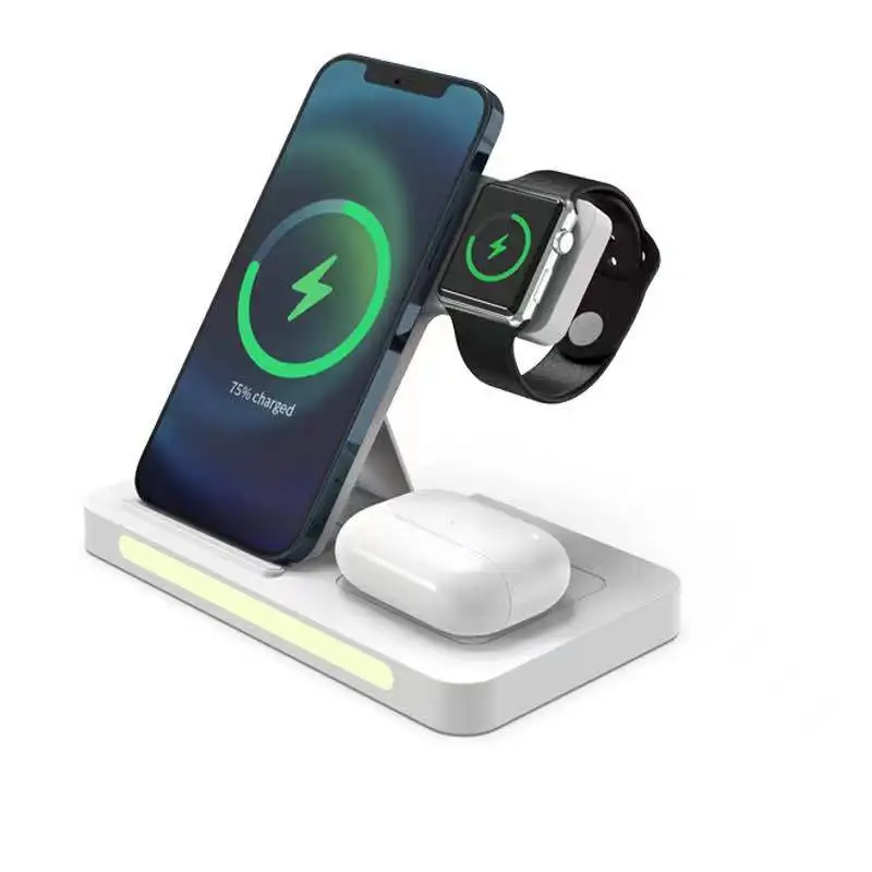 

2022 New Arrival Foldable Wireless Charging Stand LED Light 4 en 1 cargador portatil inalambrico For Samsung Huawei Xiao