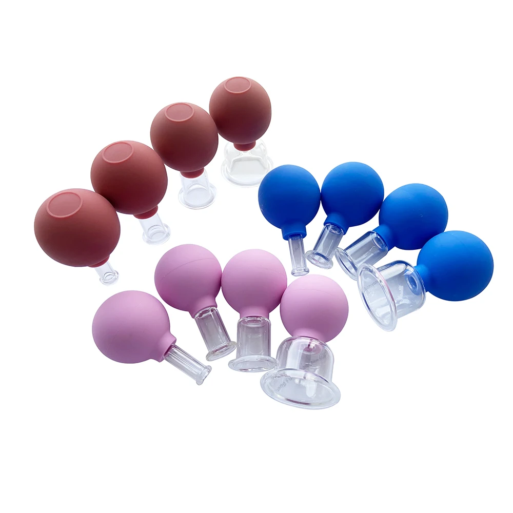 

FL Anti Cellulite Vacuum Massage Cupping Cup for Face Massage Rubber Cupping Glass Set, Black,pink,red,blue,white,