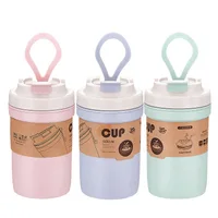 

Custom Logo Biodegradable Natural Bamboo Fiber Coffee Cup Portable Eco Friendly Drinking Bamboo Fiber Water Bottle With Spoon