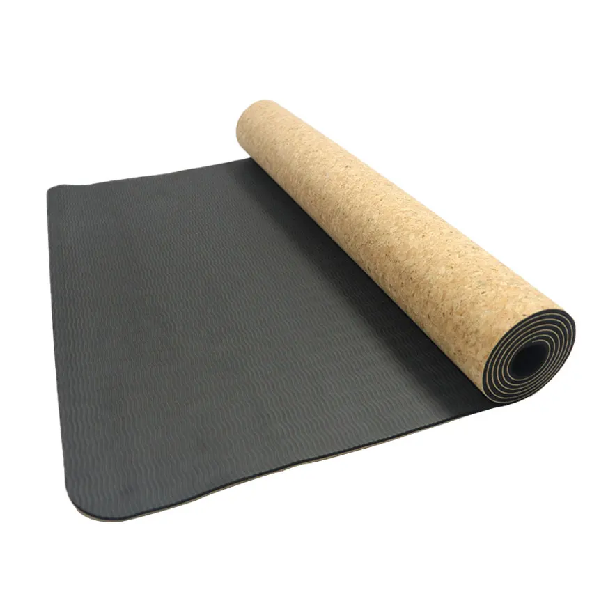 

TKing Yoga Matte Factory hot sale Wholesale Custom Logo Fitness Anti-slip Thick 5mm Cork Yoga Mat TPE Natural, Customized color