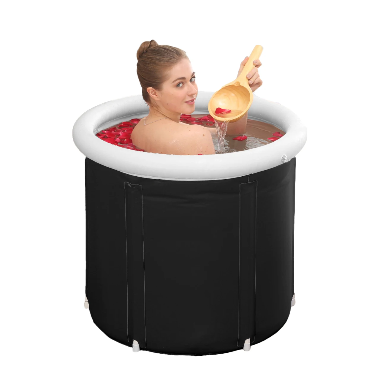 75*75 cm Sports PVC Inflatable Portable Hot and Ice Bath Tub Folding with Lid for Adults in Bathroom Box Packing Recovery