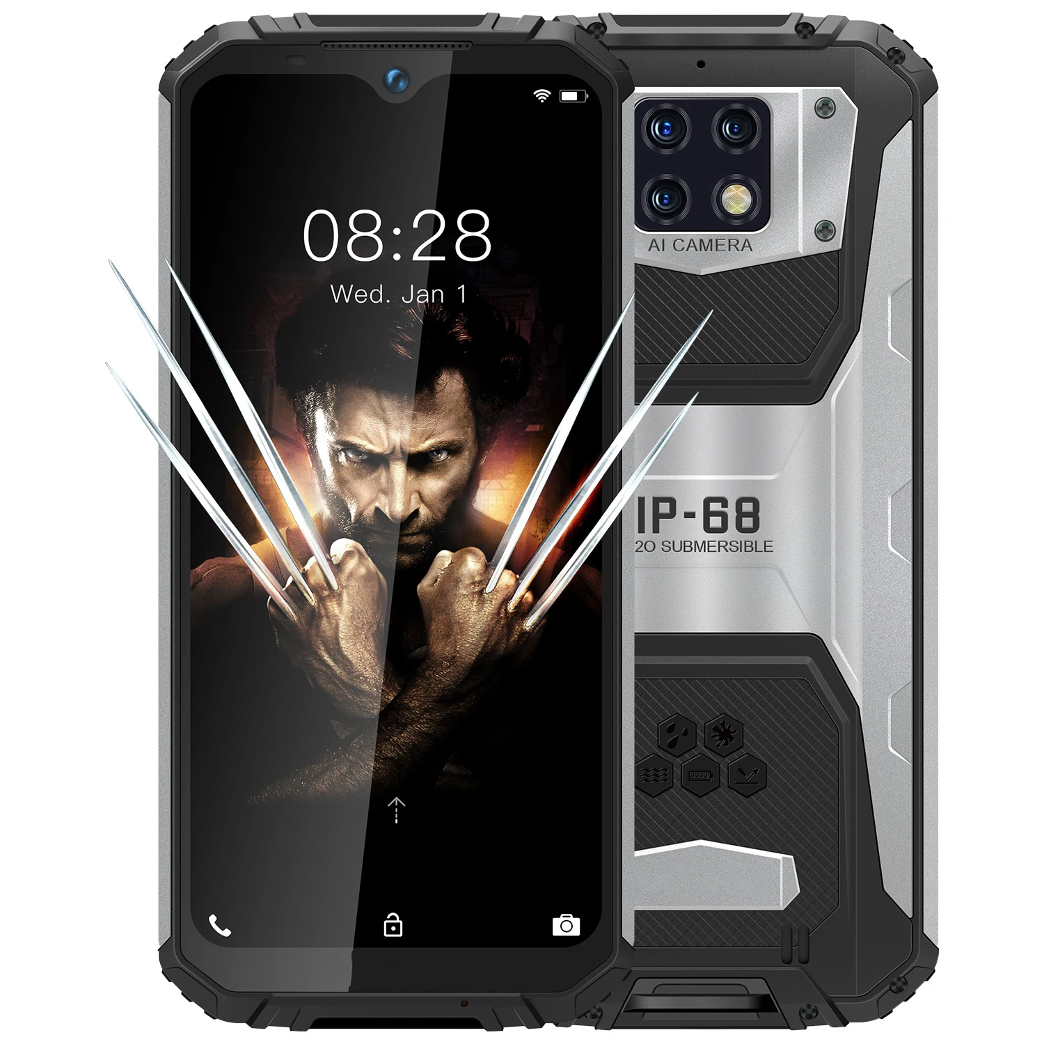 

Phones WP6 6G RAM 128G ROM 6.3 inches FHD Screen Mobile Phones MT6771T Octa Core 10000mAh Battery 48MP camera Rugged Phone, As picture