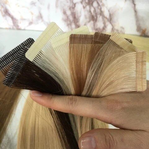 

12A Cuticle aligned unprocessed Russian hair Double Drawn Thick tape hair extensions from single donor human hair extension