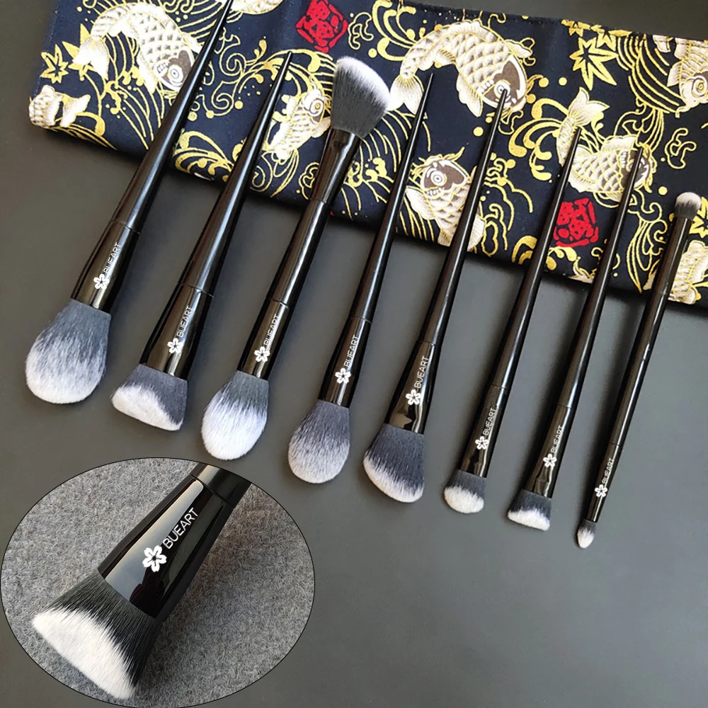 

BUEART 8pcs black handle makeup kits brush set make up brochash de maquillaj