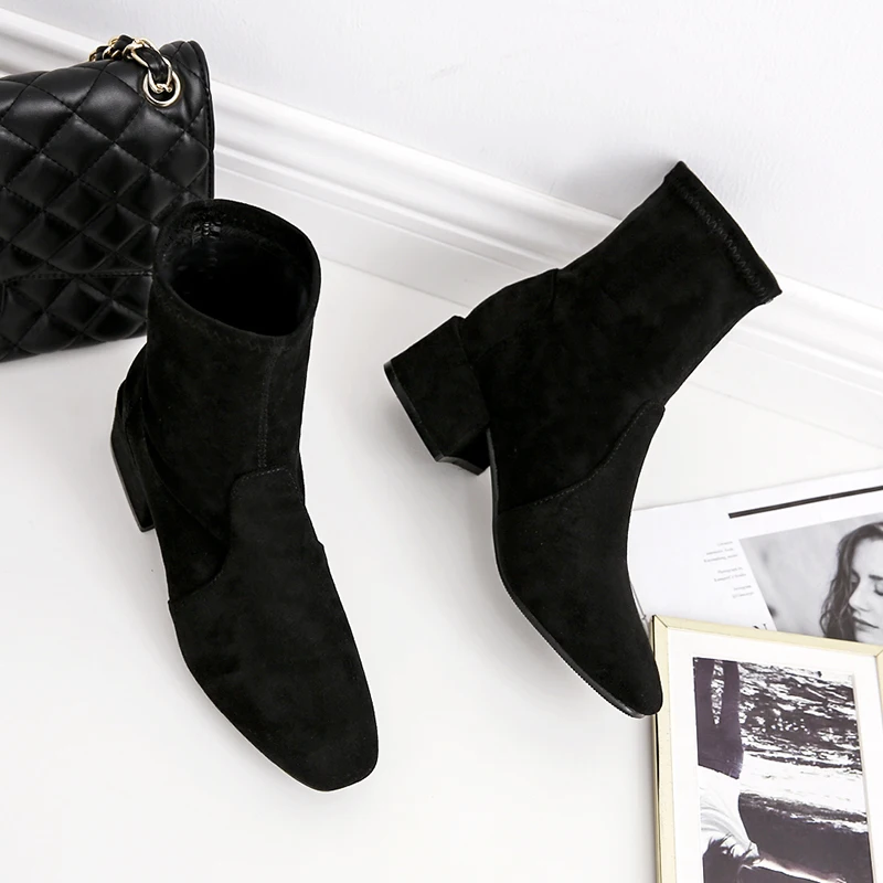 

HOT payless Women's Boots Pointed High Heels Shoes Woman Female Socks Pink Shoes