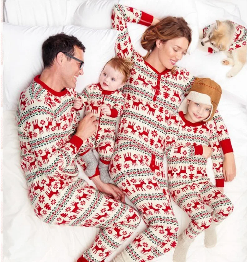 

2020 amazon hot sale Christmas pajamas family clothing christmas pullover long sleeve merry christmas pajama sets, Solid