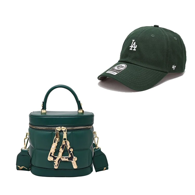 

Hot Sales Wholesales 3D Embroidery La Hat and Gold La Purse Set La Handbag