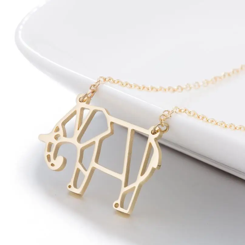 

Personalized Fashion Outdoor Travel Gift Hot Selling animal Necklace Stainless Steel Elephant geometric women Necklace