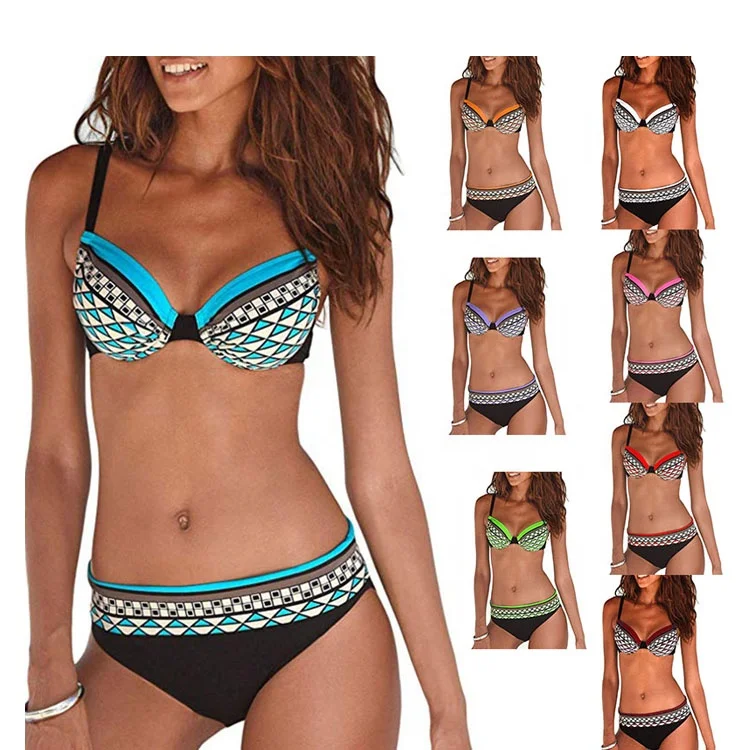 

Wholesale 2021 Arrivals Push Up Strappy Sexy Two 2 Piece Swimsuits Set Extreme Bathing Suits Bikinis Woman Swimwear