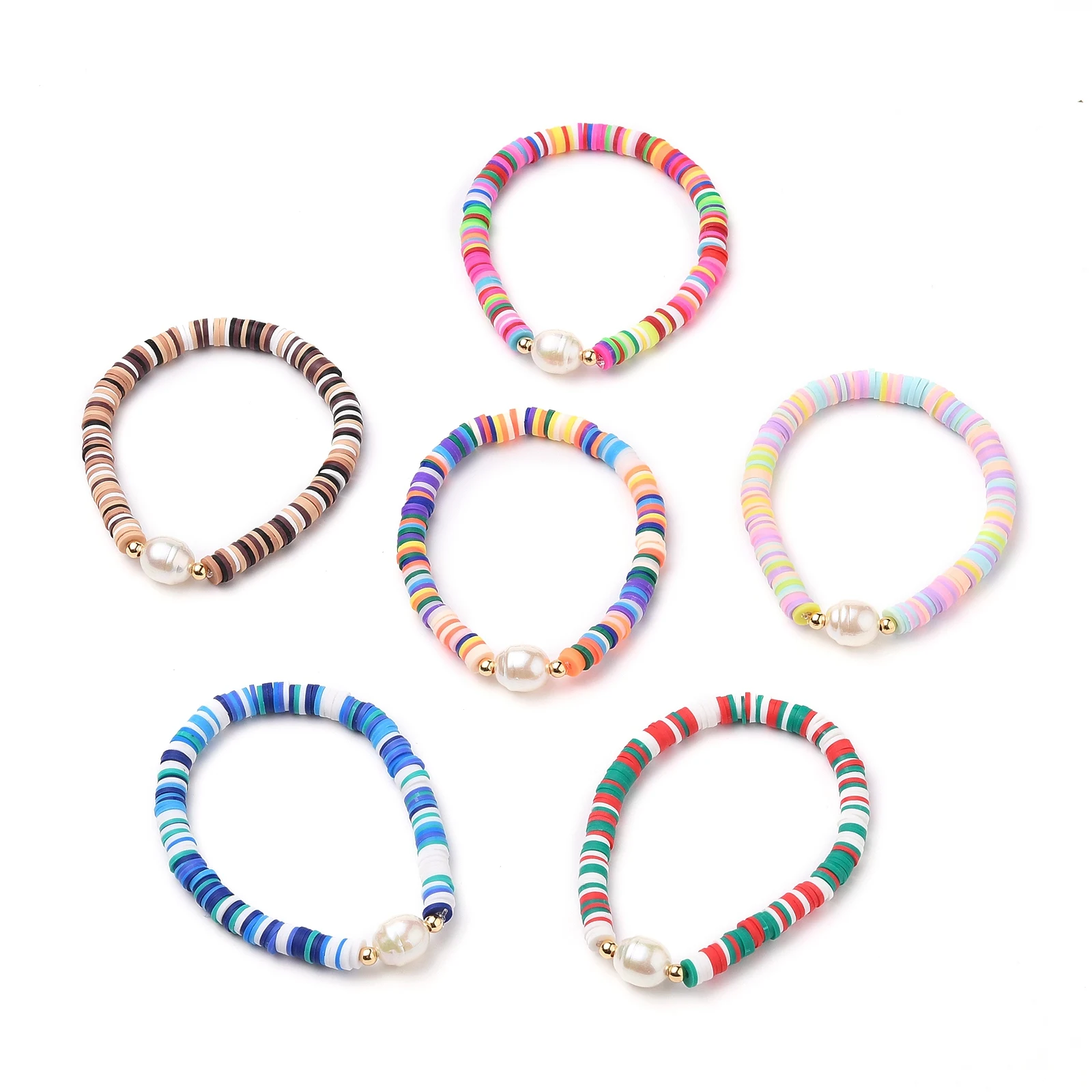 

PandaHall Brass Beads Polymer Clay Heishi Beads Stretch Bracelets