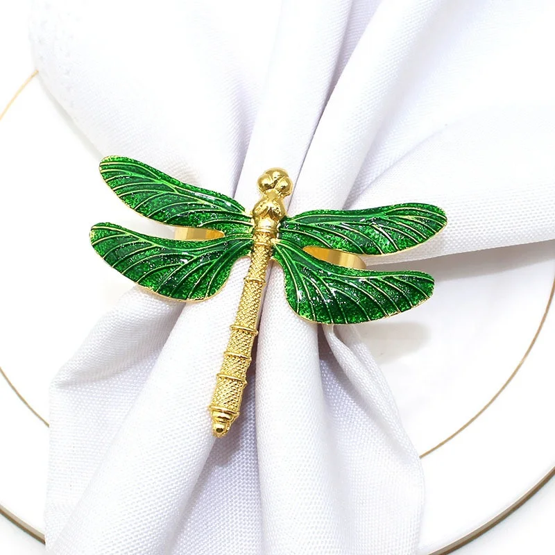 

Dragonfly Napkin Rings Metal Alloy Spring Insect Serviette Holder Wedding Party Table Decoration HWM86
