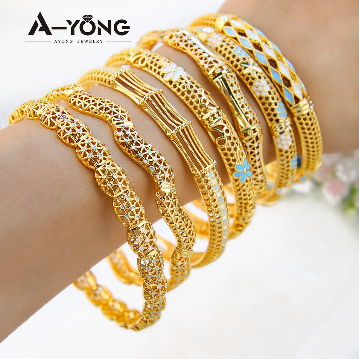 

Ayong Bangles Wholesale Brass Flower Gold Plated Bracelets Fashion Jewelry Bracelets Bangles Fashion Bracelet