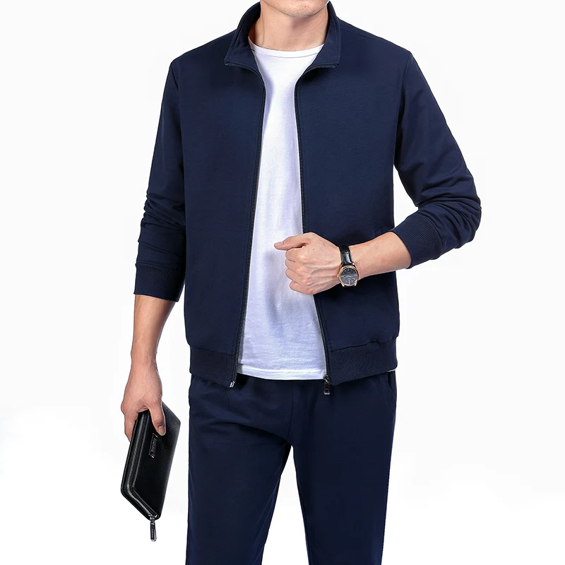 Men's custom tracksuit plain with no logo for school students running sports suit Long Sleeve Jacket and Pants